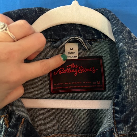 UPCYCLED HANDMADE BY ME ROLLING STONES JEAN JACKET PATCHES GRATEFUL DEAD DENIM - Picture 3 of 16